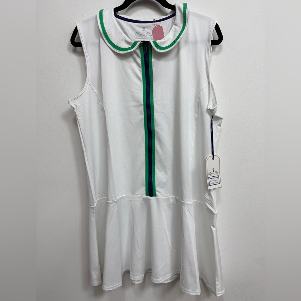 Classic Prep Tennis Sleeveless Dress with Green Trim, NWT. Size XL.